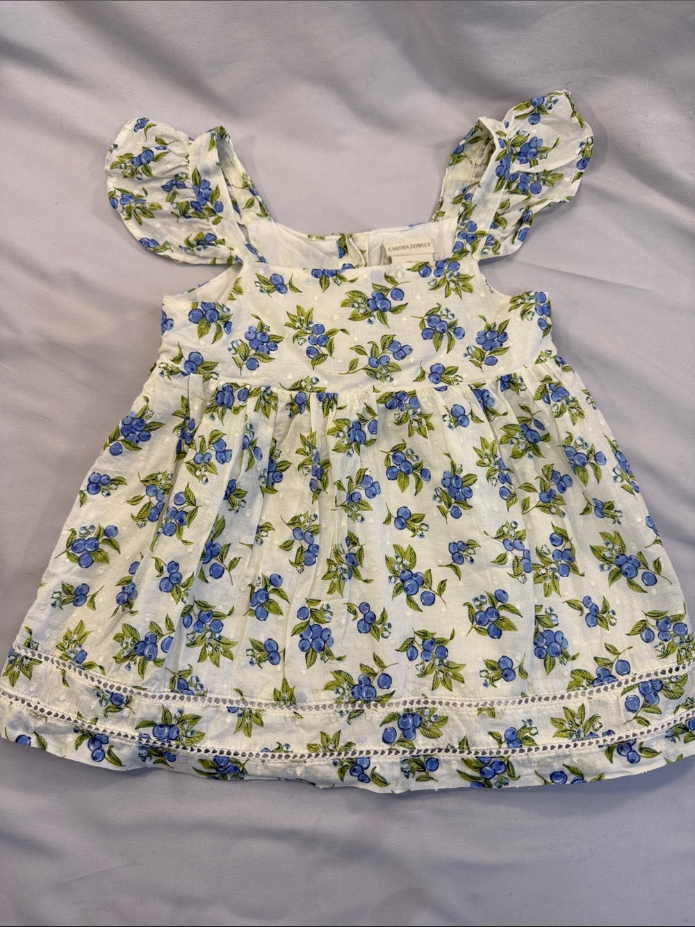 Cynthia Rowley White Sundress Top with Blue Floral Print